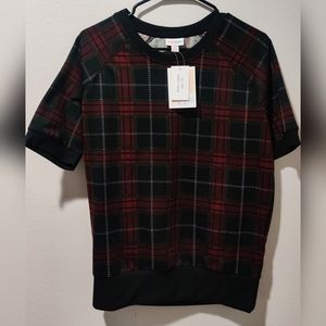 LuLaRoe Jane Shirt Christmas Plaid Size XS Black Red Green NWT